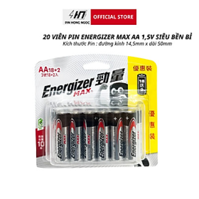 Vỉ 20 Viên Pin Energizer max AA, AAA 1,5V Siêu tiết kiệm - Hàng chính hãng