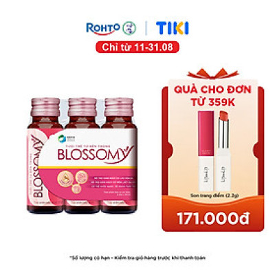 Nước uống collagen giúp sáng da, dạ dày khỏe Blossomy lốc 03 chai x 50ml