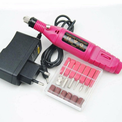 Máy Mài Mini Cầm Tay Làm Nail Tặng Kèm 6 Đầu Mài Tiện Lợi, Mài Móng Tốc Độ 3000 Vòng/Phút, Điều Chỉnh 0-240V, Chà Gót Chân Nữ Women