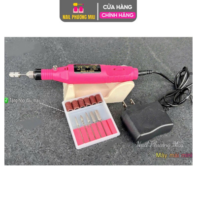 Máy Mài Mini Cầm Tay Làm Nail Tặng Kèm 6 Đầu Mài Tiện Lợi, Mài Móng Tốc Độ 3000 Vòng/Phút, Điều Chỉnh 0-240V, Chà Gót Chân Nữ Women