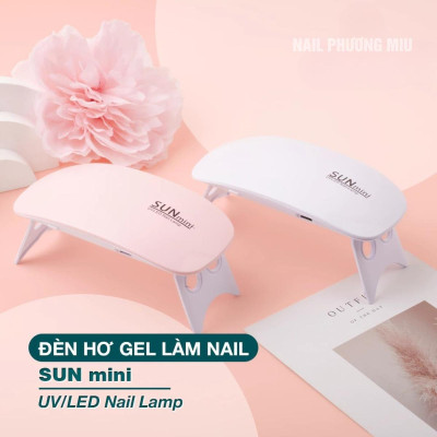 Đèn Hơ Móng Tay Sun Mini 6W Gọn Nhẹ 6 Đèn LED UV Trắng Hồng Để Bàn Bỏ Túi Tiện Lợi, Đèn Sấy Móng Tay Nhanh Khô Sơn Bóng Cố Định Charm Đá