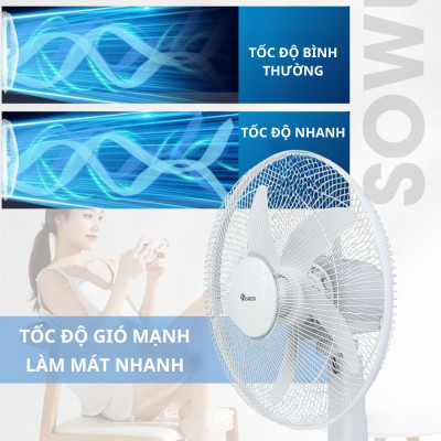 Quạt Tích Điện SOWUN SW809, Thời Gian Hoạt Động Lâu, Có Đèn LED 0.2W Sử Dụng Khi Mất Điện