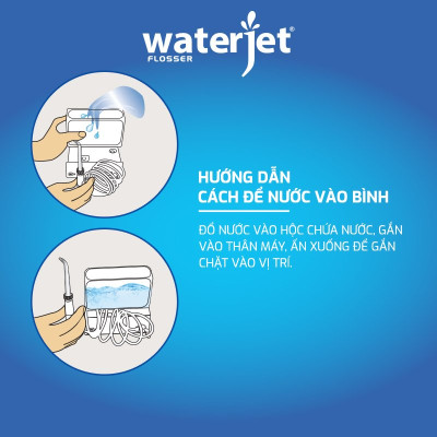 Máy tăm nước gia đình Waterjet Classic (5 đầu tăm, dùng được cho người niềng răng, có đầu cạo lưỡi)