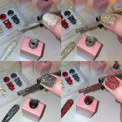 [Chai Lẻ] Sơn Nhũ Flash Siêu Sáng 15ml Làm Nail, 4 Màu Đỏ Vàng Bạc Đen, Độ Bóng Cao, Bền Màu, Dưỡng Chất Giúp Móng Khỏe