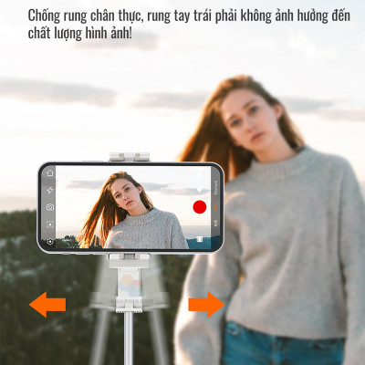 Cây quay video chống rung, chụp hình selfie 4 trong 1, tay cầm 1 trục ổn định Isteady Q có gimbal tracking AI 360, hàng chính hãng
