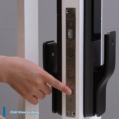 Bộ khóa cửa thông minh Gateway điều khiển từ xa, vân tay, thẻ từ, mật khẩu và chìa cơ, tích hợp kèm chuông cửa Philips DDL801-5HBS - Hàng chính hãng