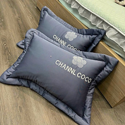 Vỏ Gối Nằm Phi Lụa Thêu Cao Cấp 45x65cm (1 Đôi) - Bao Gối Lót Bông Mỏng, Mềm Mịn, Thoáng Mát, Có Khóa Kéo - HÀNG CHÍNH HÃNG MINIIN