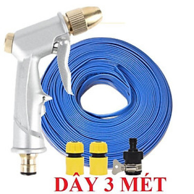 ️ Bộ dây vòi xịt nước rửa xe,tưới cây ,tăng áp 3 lần,loại 3m,5m 206701 đầu đồng,cút,nối nhựa đen