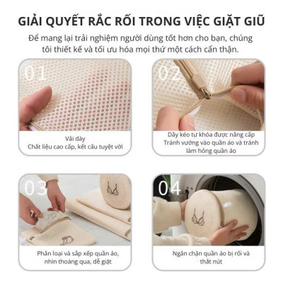 Set 6 Túi Giặt Quần Áo Lưới 3D Siêu Bền, Thoát Nước, Chống Nhăn Cho Máy Giặt - HÀNG CHÍNH HÃNG MINIIN