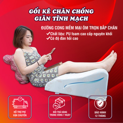 Gối kê chân chống giãn tĩnh mạch YOROKOBI cao 28cm dành cho người đau nhức chân, tiểu đường, tê bì, vọp bẻ, kiến bò, mẹ bầu phù chân tích nước - hàng thương hiệu- XANH NGỌC BÍCH