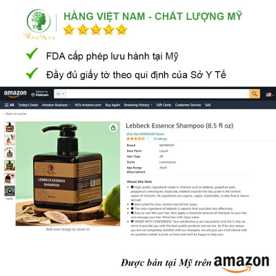 Dầu gội cốt bồ kết đánh bay gàu, mọc tóc, dưỡng tóc đen mượt Wonmom 250ml