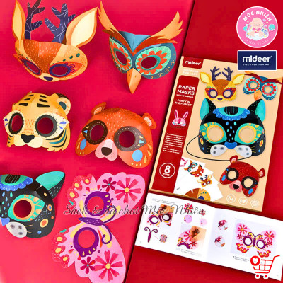 Đồ Chơi Stem Thiết Kế Mặt Nạ Giấy Hình Động Vật 3D cho bé - Animal Paper Masks Mideer