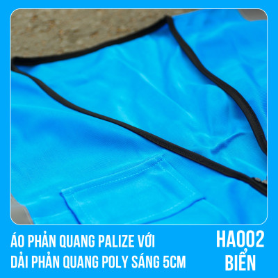 Áo phản quang Palize với dải Phản quang Poly sáng 5cm màu BIỂN - Mã HA002
