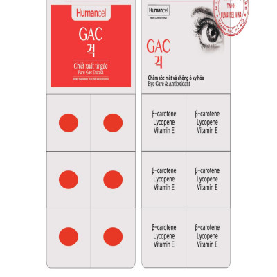 Set 3 hộp Humancel GAC (Viên nang dầu gấc chăm sóc mắt, trẻ hóa da, ngừa ung thư, đạt tiêu chuẩn Hàn Quốc)