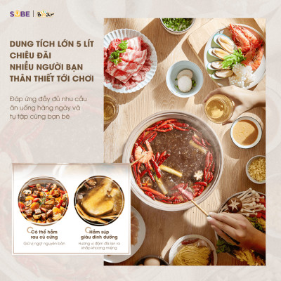 Nồi lẩu Bear SB-NL05F 5L (1500W) - Hàng chính hãng