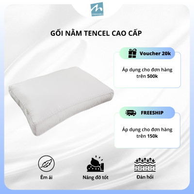 Combo Ruột Gối và Vỏ Gối nằm lụa Tencel cao cấp MYM size 40x60x7cm màu trơn Hỗ trợ giấc ngủ tự nhiên
