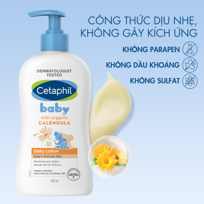 Cetaphil Baby Daily Lotion with Organic Calendula – Sữa dưỡng da Cetaphil cho bé ( 400ml )