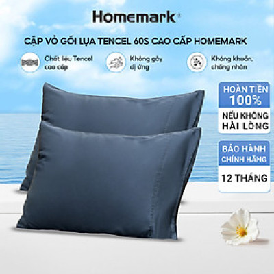 Cặp Vỏ Gối Nằm Lụa Tencel 60s Cao Cấp Homemark 50x70cm - Mềm Mịn, Thoáng Mát, Chống Nhăn PL1