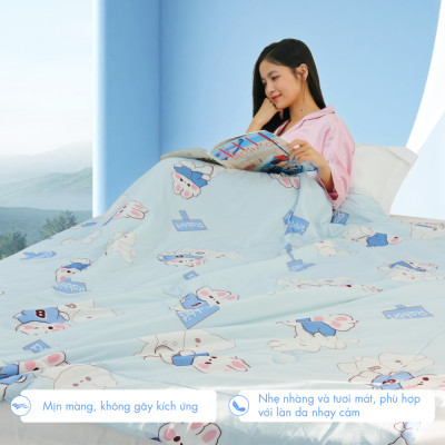 [CHĂN HÈ MÁT LẠNH] Mền lạnh I Cool Advance NIN House NM8029 2mx2m2 hoạ tiết chữ | Chăn chần cotton Ice Silk, Chăn điều hoà nhiều độ
