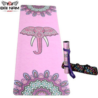 Thảm Tập Yoga Cao Su 5mm Nặng 3.1kg Hoa Văn Ấn Độ Đại Nam Sport+ Kèm Túi Và Dây Buộc