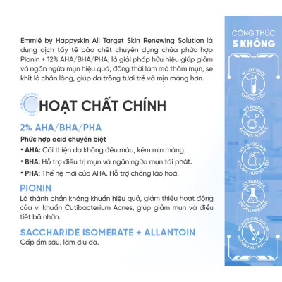 Dung dịch tẩy tế bào chết và tái tạo da Emmié All Target Skin Renewing Solution Pionin + 12% AHA/BHA/PHA (120ml) - Hàng chính hãng