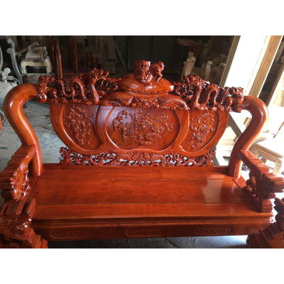 Bộ bàn ghế Nghê Đỉnh gỗ hương đá