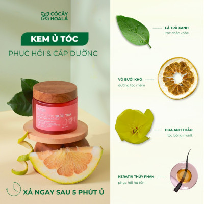 Kem Ủ Tóc Bưởi Trà Cỏ Cây Hoa Lá - Bổ Sung Keratin Thủy Phân Siêu Dưỡng Phục Hồi Tóc Hư Tổn 200g