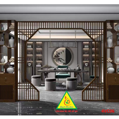 Vách ngăn bình phong , vách ngăn phòng khách nhà bếp 4VC06 - Nội thất lắp ráp Viễn Đông Adv