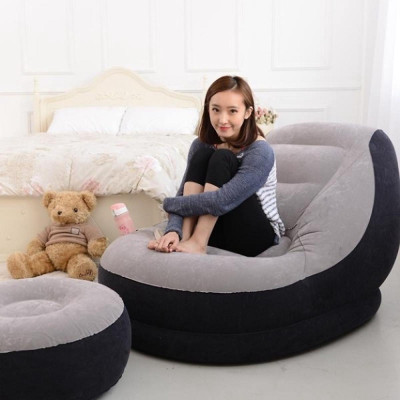 Ghế Hơi Tựa Lưng Bọc Nhung Mềm Mịn Êm Ái - Đệm Hơi Lót Chân Cao Cấp - Ghế Sofa Hơi