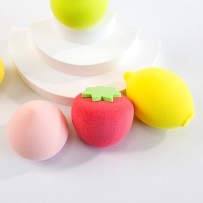 Mút trang điểm 4 món hình  quả trứng ,trái cây  , bông tán phấn  nhiều màu có hộp đựng , xinh xắn  siêu đáng yêu cute