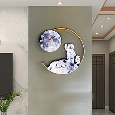 Đồng hồ treo tường trang trí nghệ thuật EA01 kim trôi không gây tiếng động decor cho phòng khách