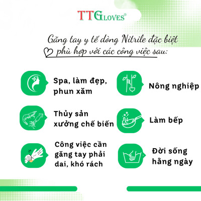 Găng Tay Cao Su Y Tế Size M Không Bột Nitrile TTGLOVES Màu Tím (100 Chiếc)