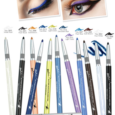 Chì mí kim tuyến Mira Glitter Auto Eyeliner Pen Hàn Quốc No.305 Dark brown tặng kèm móc khoá