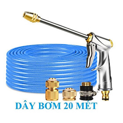 Vòi Xịt Rửa Xe️ Bộ dây vòi xịt nước rửa xe, tưới cây , tăng áp 3 lần, loại 20m 206701-2 đầu đồng, cút đồng