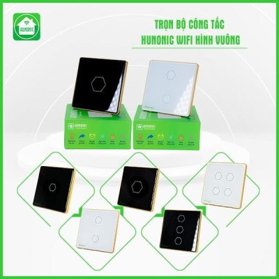 Công Tắc Cảm Ứng Hunonic Wifi Mặt Vuông, Điều Khiển Mọi Thiết Bị Từ Xa Qua Điện Thoại Và Giọng Nói