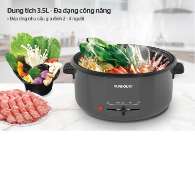 Nồi lẩu điện đa năng Sunhouse SHD4523(3,5L)- Hàng chính hãng