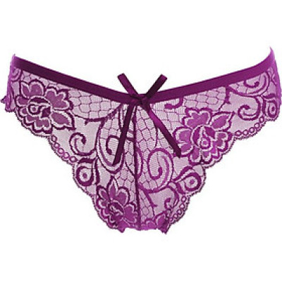  Quần lót nữ ren trong suốt đính nơ dài - Màu tím