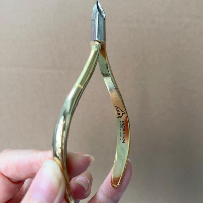 Combo Kìm Lấy Khóe Mũi Dài Nhọn 1.5cm + Kềm Nhặt cắt Da Bán Nguyệt Mạ Vàng - Dụng Cụ Chăm Sóc Nail Chuyên Nghiệp Chà Gót Chân