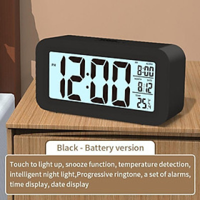 [Hàng chính hãƞg] Đồng Hồ Báo Thức Điện Tử Để Bàn Màn Hình LCD Đa Chức Năng Thời Gian Lịch Báo Thức Nhiệt Độ Decor Decor Phòng Trang trí nhà (tặng kèm pin)