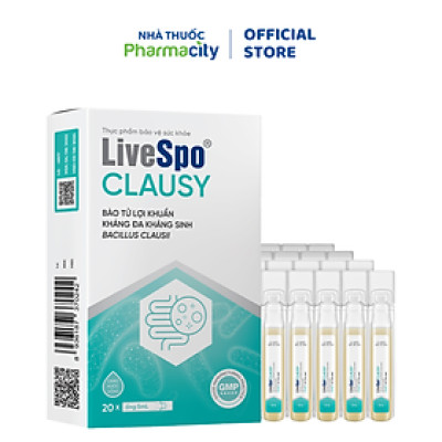 Dung dịch LIVESPO Clausy bổ sung men vi sinh giúp cân bằng hệ vi sinh đường ruột (Hộp 20 ống)