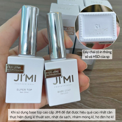 Bộ Base Top Cứng Móng JIMI 20ml (OUBOLI Cao Cấp) Base Lỏng Siêu Liên Kết, Top Cường Lực Làm Nail Siêu Bóng, Chống Xước