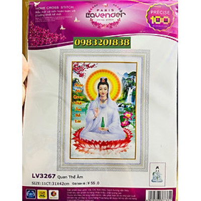 Tranh thêu chữ thập Quan thế âm bồ tát LV3267