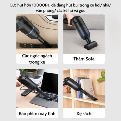 Máy Hút Bụi Doron D-01 Không Dây Cầm Tay Mini, Lực Hút Mạnh, Công Suất 120W, Hút Bụi Ô Tô, Giường Nệm, Máy Tinh Tiện Lợi - Hàng Chính Hãng