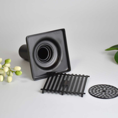 Thoát sàn chống mùi hôi inox 304 mạ đen cao cấp Hiwin FD-2218B 100x100mm