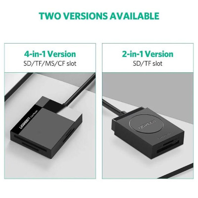 Ugreen UG30229CR125TK 0.5M Màu Đen Đầu đọc thẻ USB 3.0 hỗ trợ thẻ TF/SD/CF/MS - HÀNG CHÍNH HÃNG