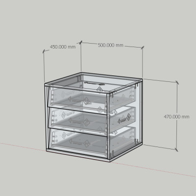 HAPPY FURNITURE , Tủ lưu trữ 3 ngăn kéo - CALYN , THK_310 , 50cm x 45cm x 47cm DxRxC
