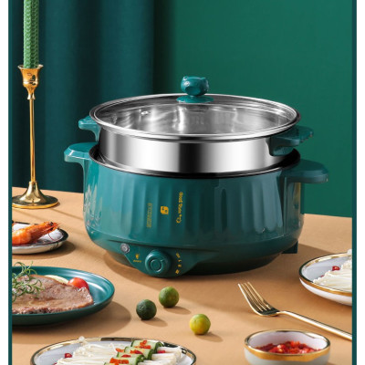 Nồi Lẩu Điện Mini Đa Năng 28CM, Chống Dính Vân Đá Cao Cấp Công Suất 1000W - Tiện Dụng 3 Nấc Nhiệt Kèm Giá Hấp-Hàng Chính hãng MINIIN