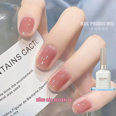 Sơn Gel Màu Thạch Hồng Đào XEIJAYI Số 16 Siêu Bóng Mịn Lên Móng Chuẩn Màu Hồng Phấn Đẹp Dịu Dàng Làm Nail Phong Cách Hàn Quốc