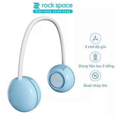 Quạt mini đeo cổ không cánh Rockspace sạc tích điện, dùng liên tục 5h có 3 chế độ gió - Hàng chính hãng