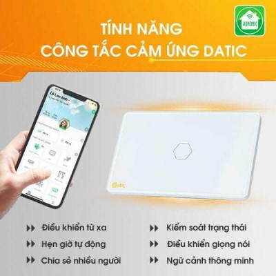 Công Tắc Wifi Hunonic Datic 4 Nút Ấn Chữ Nhật, Bật Tắt Từ Xa Trên Điện Thoại Và Ra Lệnh Giọng Nói